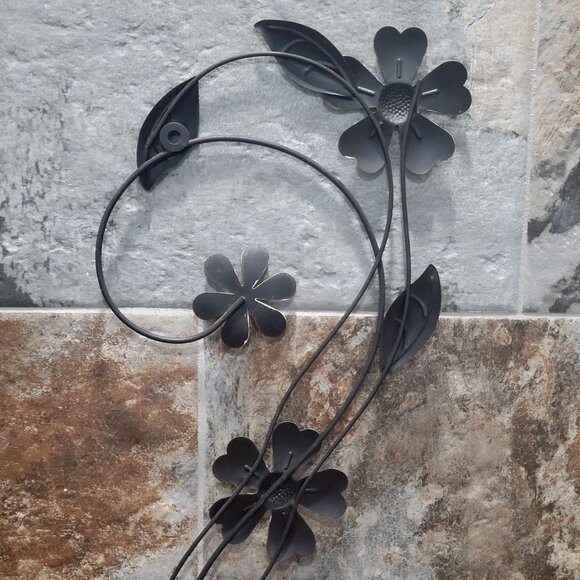 Metallic Yellow Flower Vine Wall Sculpture Wall Art Vertical Hanging - Picture 7 of 12